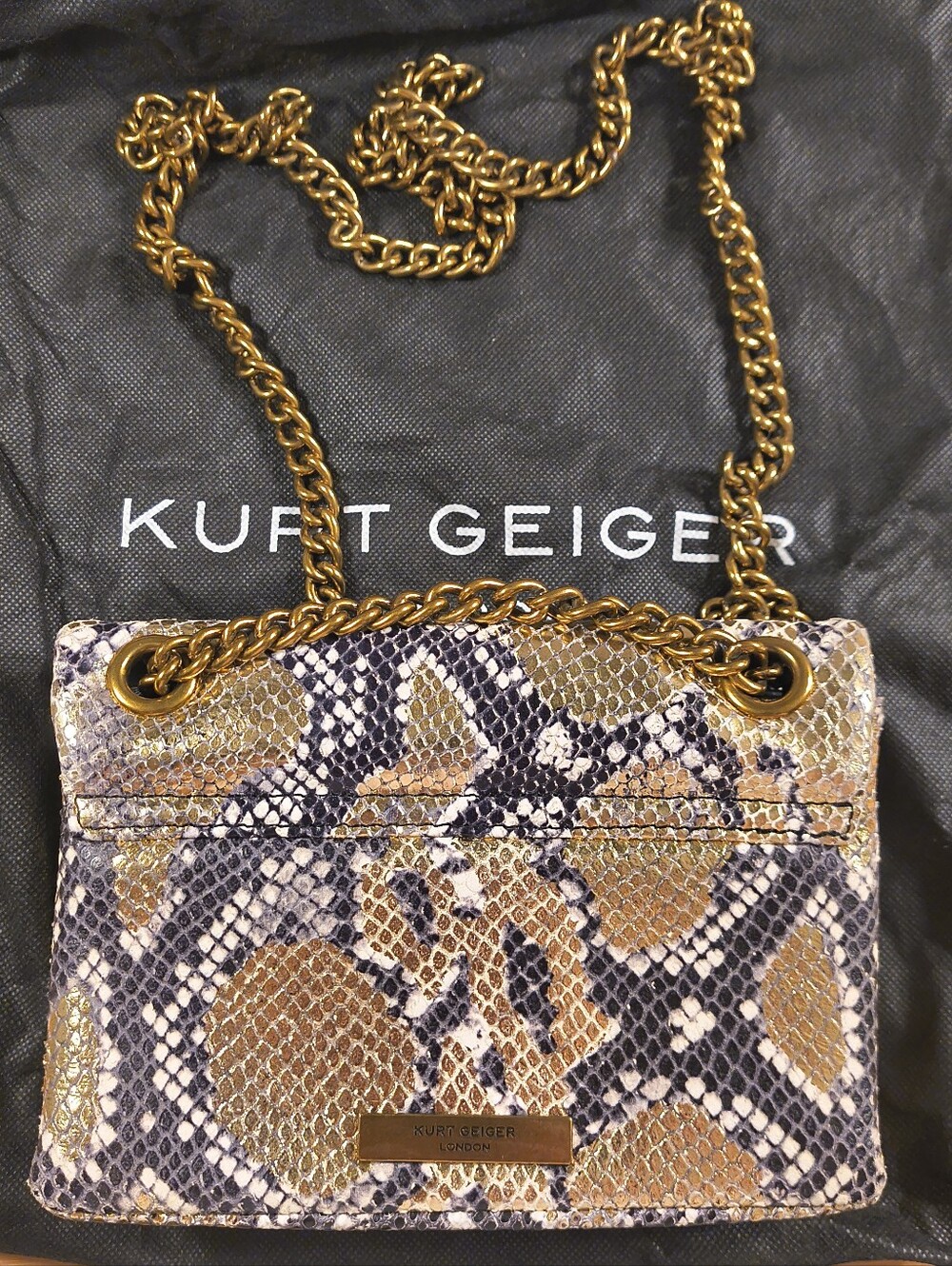Kurt Geiger London Mini Kensington Metallic Snake Print Leather Crossbody Bag - Picture 9 of 16
